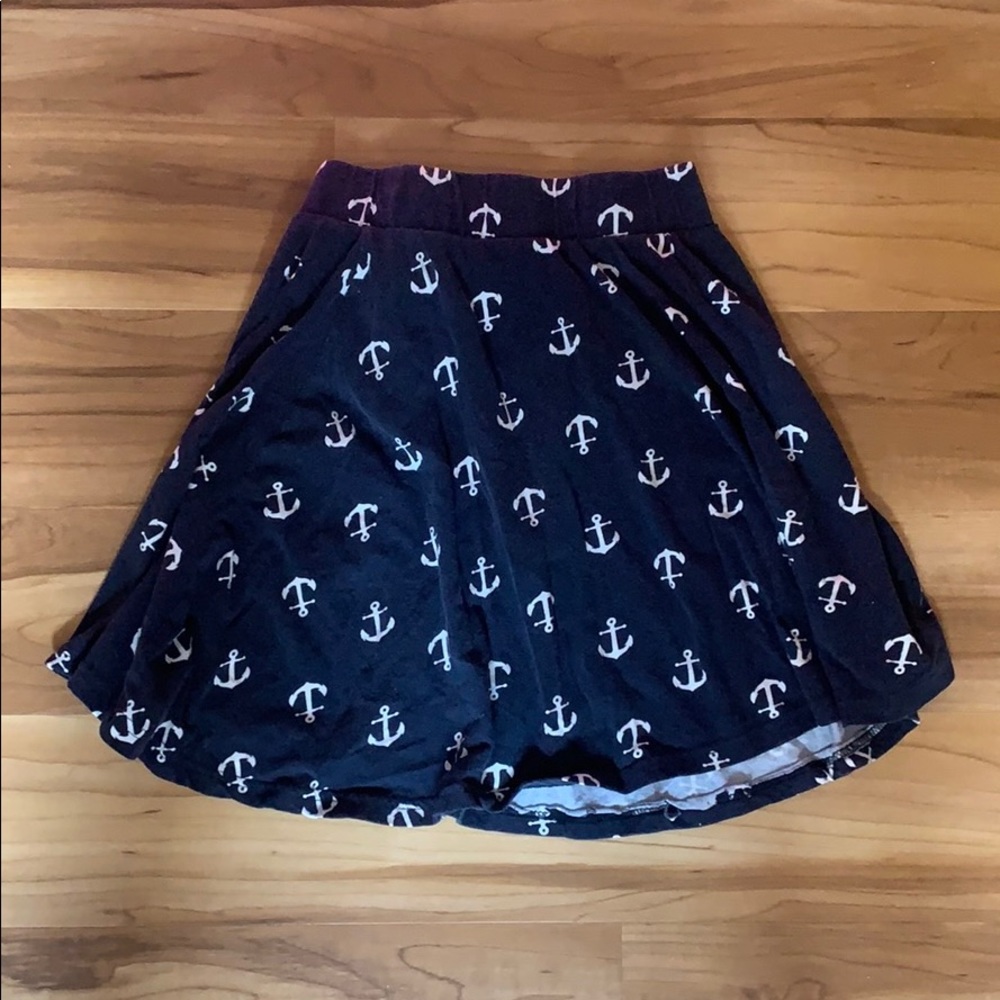 Aeropostale Skirt: Navy with white anchors